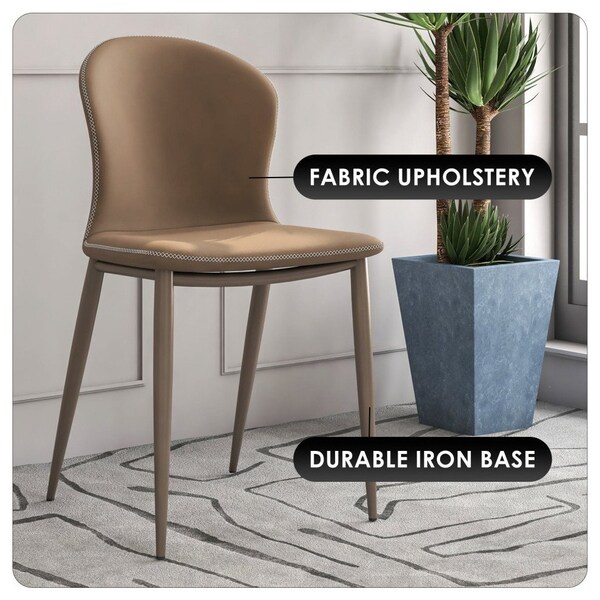 Leisuremod Mosaic Collection Modern Dining Chair in Light Brown Fabric, 2PK - MC44LBR2