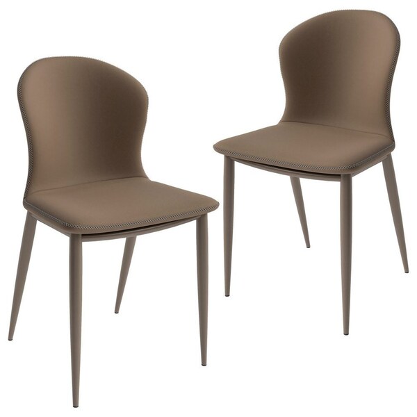 Leisuremod Mosaic Collection Modern Dining Chair in Light Brown Fabric, 2PK - MC44LBR2