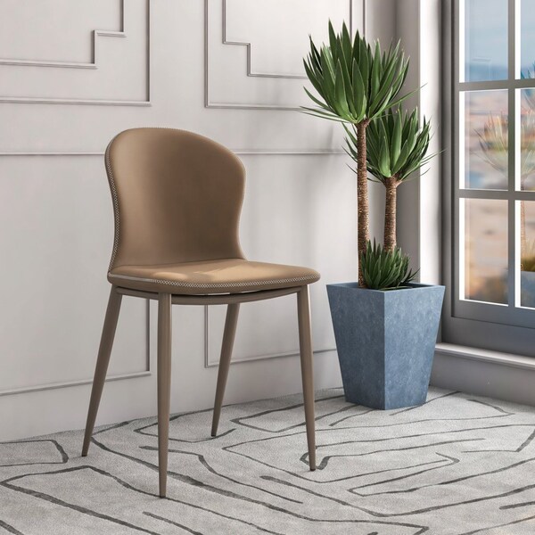 Leisuremod Mosaic Collection Modern Dining Chair in Light Brown Fabric, 2PK - MC44LBR2