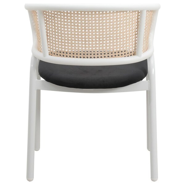 Leisuremod Ervilla Dining Chair with White Powder Coated Steel Legs and Wicker Back, Black, 4PK - ECW-20BL4