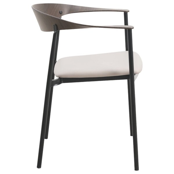 Leisuremod Kora Modern Leather Dining Arm Chair with Iron Legs in Taupe, 2PK - KCWN-21TP2