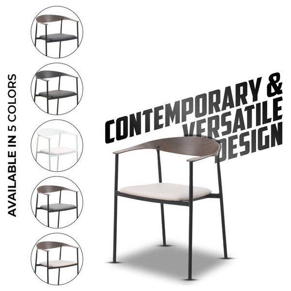 Leisuremod Kora Modern Leather Dining Arm Chair with Iron Legs in Taupe, 2PK - KCWN-21TP2