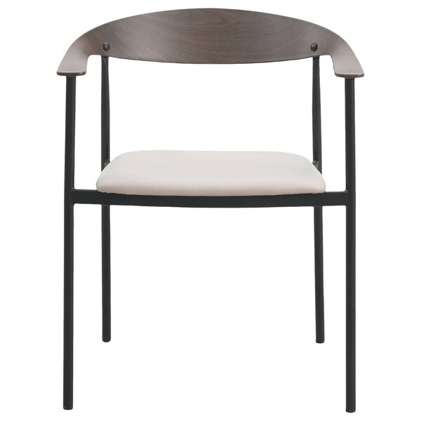 Leisuremod Kora Modern Leather Dining Arm Chair with Iron Legs in Taupe, 2PK - KCWN-21TP2