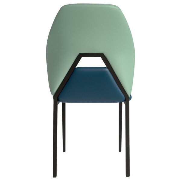 Leisuremod Eclat Modern Leather Dining Side Chair with Iron Legs in Green/Blue, 4PK - EC50GBU4