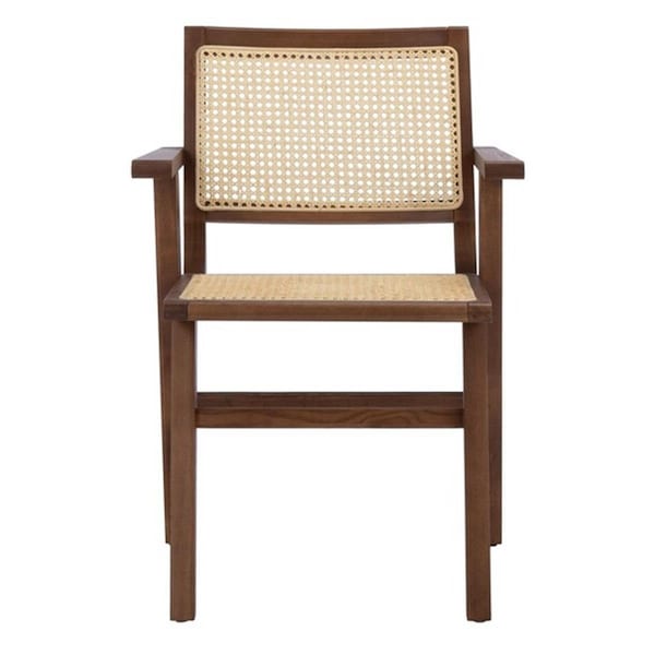 Safavieh Hattie French Cane Arm Chair, Walnut & Natural, 2PK - SFV4115D-SET2