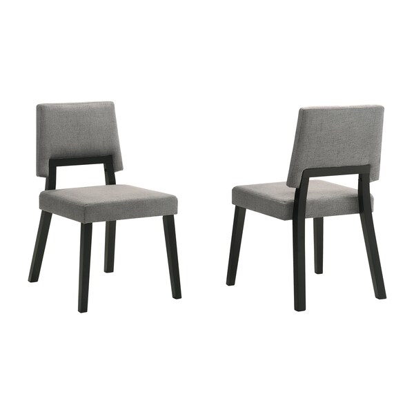 Armen Living Channell Wood Dining Chair in Black Finish with Charcoal Fabric - Set of 2 - LCCHCHBLKCH