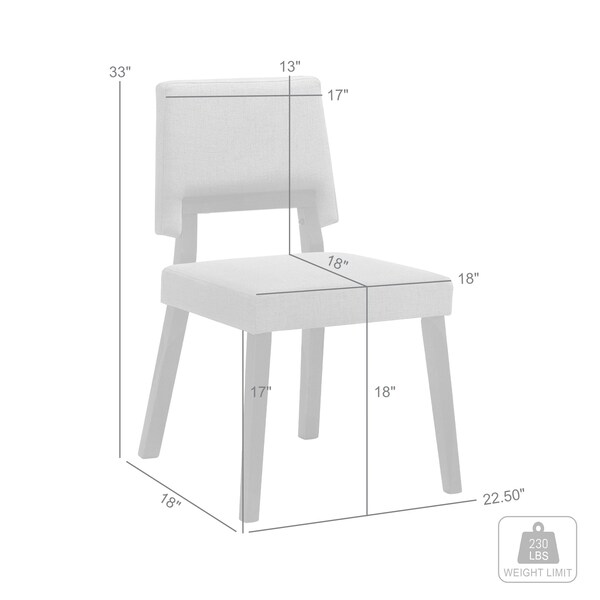 Armen Living Channell Wood Dining Chair in Black Finish with Charcoal Fabric - Set of 2 - LCCHCHBLKCH