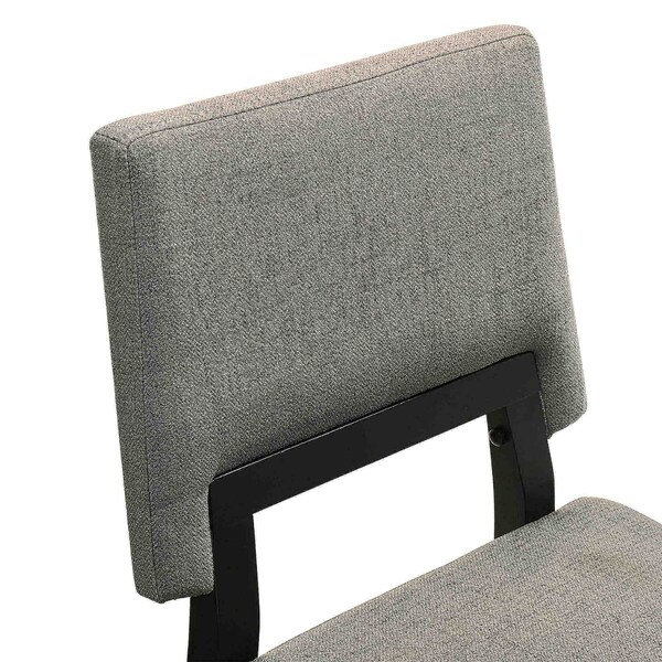 Armen Living Channell Wood Dining Chair in Black Finish with Charcoal Fabric - Set of 2 - LCCHCHBLKCH