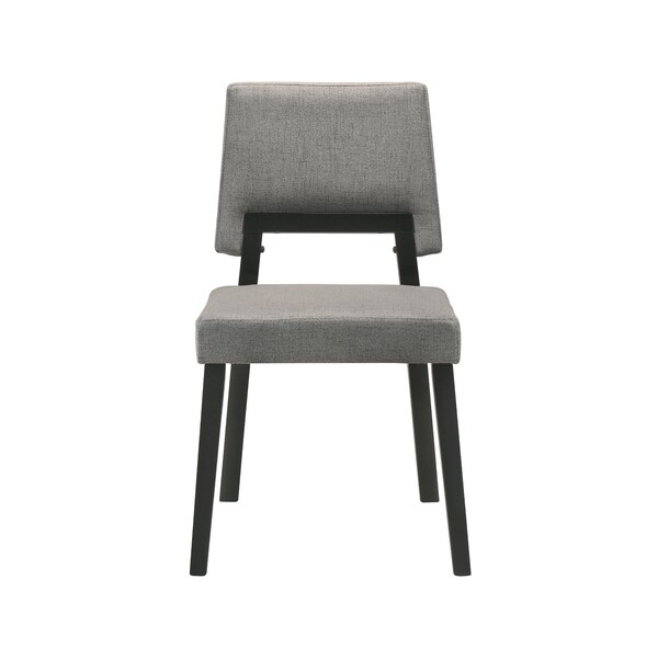 Armen Living Channell Wood Dining Chair in Black Finish with Charcoal Fabric - Set of 2 - LCCHCHBLKCH
