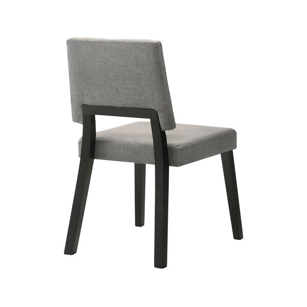 Armen Living Channell Wood Dining Chair in Black Finish with Charcoal Fabric - Set of 2 - LCCHCHBLKCH
