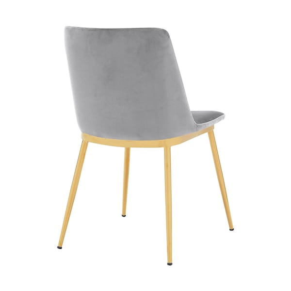 Armen Living Messina Modern Gray Velvet and Gold Metal Leg Dining Room Chairs - Set of 2 - LCMSSIGLGRY