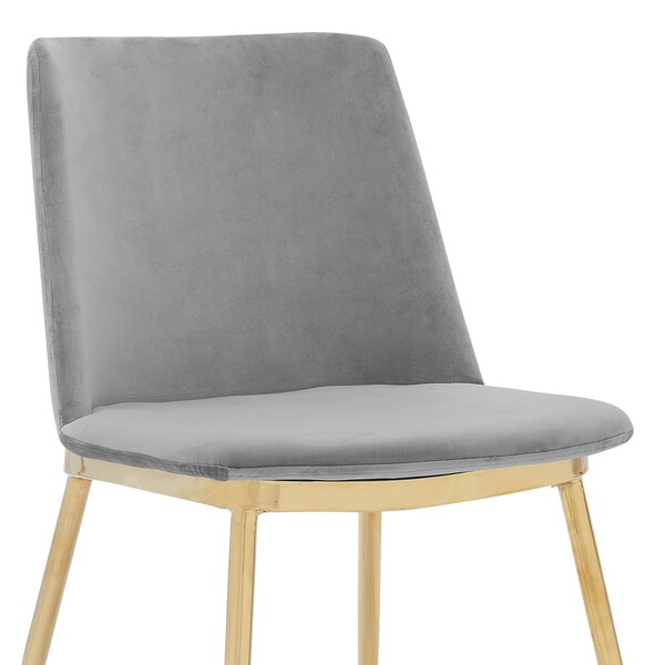 Armen Living Messina Modern Gray Velvet and Gold Metal Leg Dining Room Chairs - Set of 2 - LCMSSIGLGRY