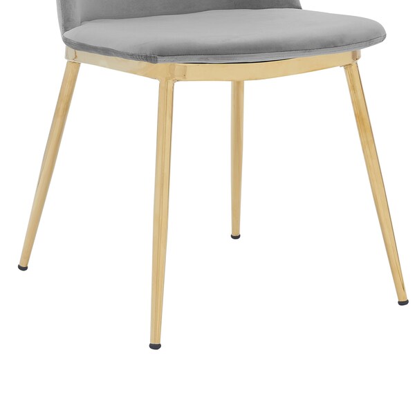 Armen Living Messina Modern Gray Velvet and Gold Metal Leg Dining Room Chairs - Set of 2 - LCMSSIGLGRY