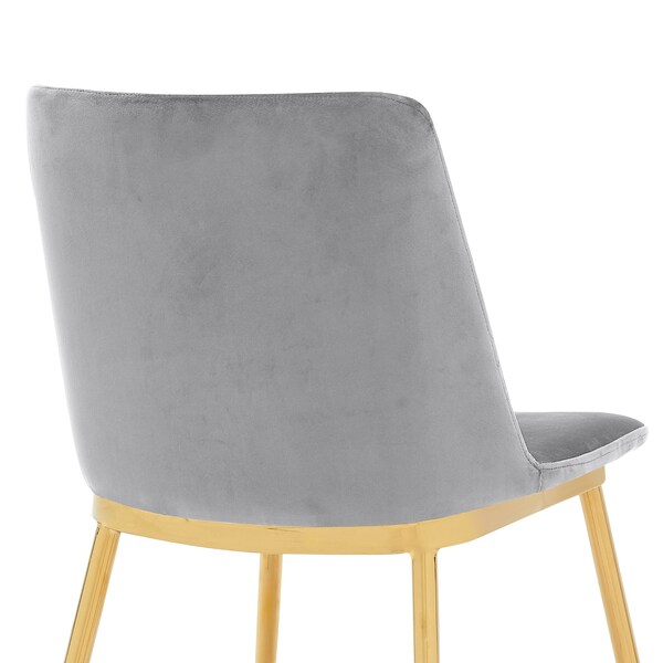 Armen Living Messina Modern Gray Velvet and Gold Metal Leg Dining Room Chairs - Set of 2 - LCMSSIGLGRY
