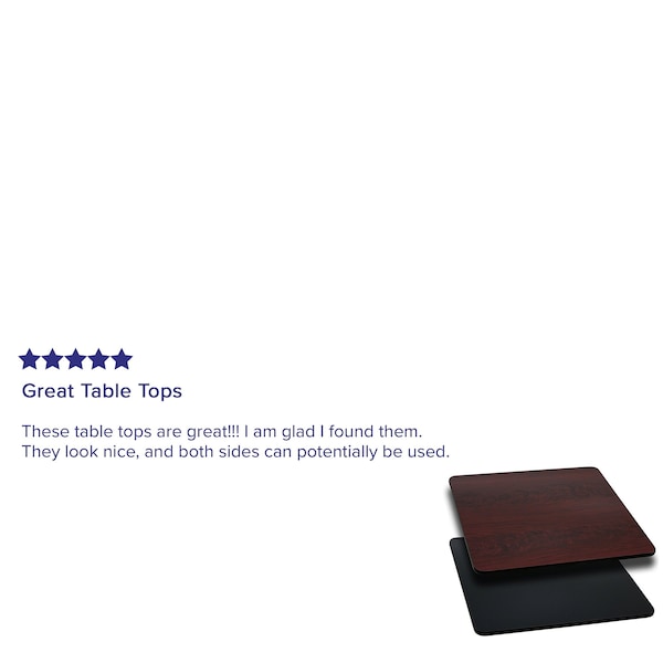 Flash Furniture Square Table Top with Black or Mahogany - XU-MBT-3030-GG