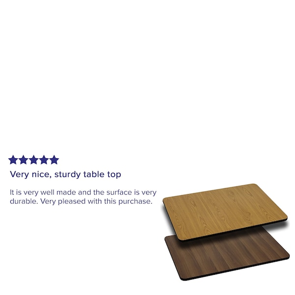 Flash Furniture Natural/Walnut Reversible Top, 30" x 48 - XU-WNT-3048-GG