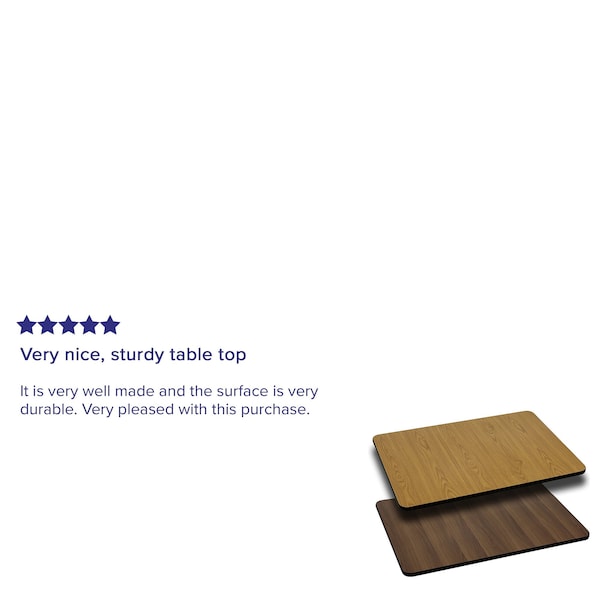 Flash Furniture Natural/Walnut Reversible Top, 24 x 30 - XU-WNT-2430-GG