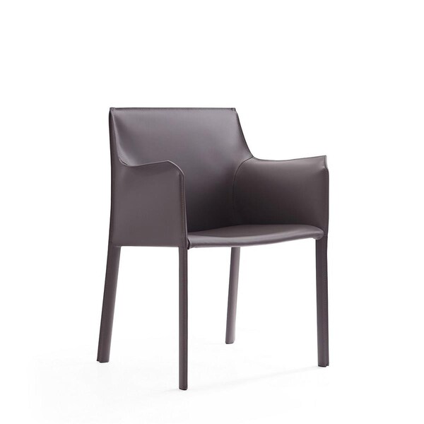 Designed To Furnish Paris Grey Saddle Leather Armchair, 32.68 x 21.65 x 25.2 in. - DE3059121