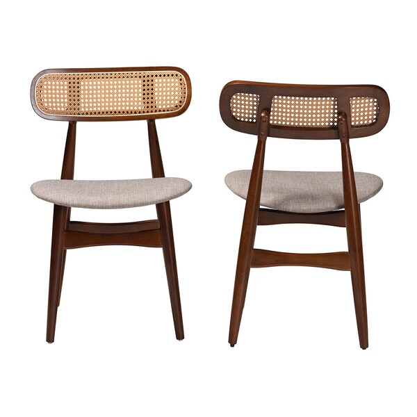Baxton Studio Tarana Mid-Century Modern Grey Fabric and Walnut Brown Finished Wood 2-Piece Dining Chair Set, PR - 234-2PC-13289-ZORO