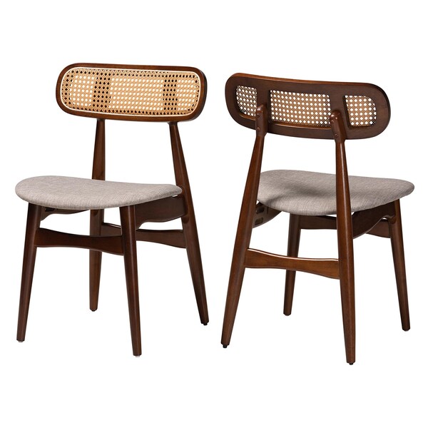 Baxton Studio Tarana Mid-Century Modern Grey Fabric and Walnut Brown Finished Wood 2-Piece Dining Chair Set, PR - 234-2PC-13289-ZORO