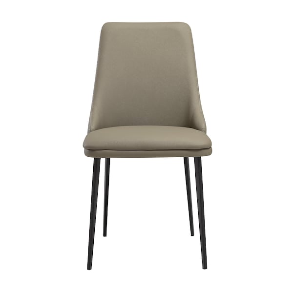 Armen Living Genesis Upholstered Dining Chair in Taupe Gray Faux Leather with Black Metal Legs - Set of 2 - LCGESITAGRYBLK