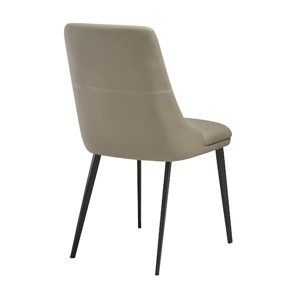 Armen Living Genesis Upholstered Dining Chair in Taupe Gray Faux Leather with Black Metal Legs - Set of 2 - LCGESITAGRYBLK