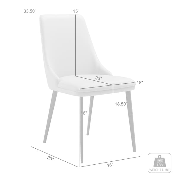 Armen Living Genesis Upholstered Dining Chair in Taupe Gray Faux Leather with Black Metal Legs - Set of 2 - LCGESITAGRYBLK
