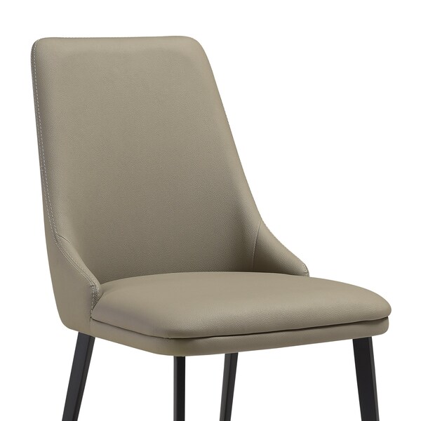 Armen Living Genesis Upholstered Dining Chair in Taupe Gray Faux Leather with Black Metal Legs - Set of 2 - LCGESITAGRYBLK