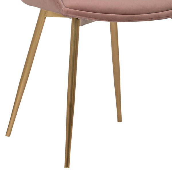 Armen Living Heidi Blush Velvet Dining Accent Chair with Gold Metal Legs - LCHESIGLDPNK