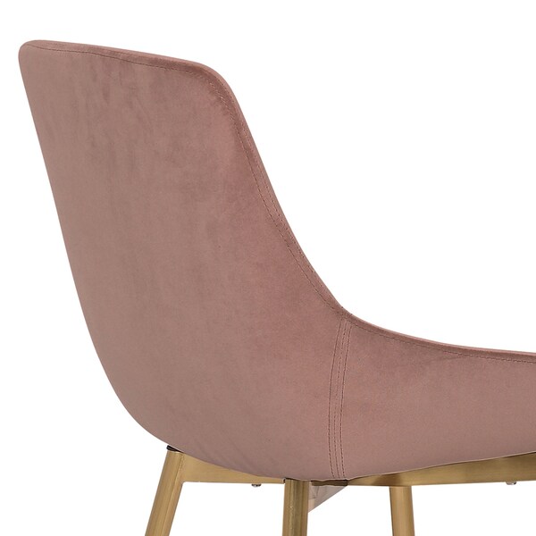 Armen Living Heidi Blush Velvet Dining Accent Chair with Gold Metal Legs - LCHESIGLDPNK