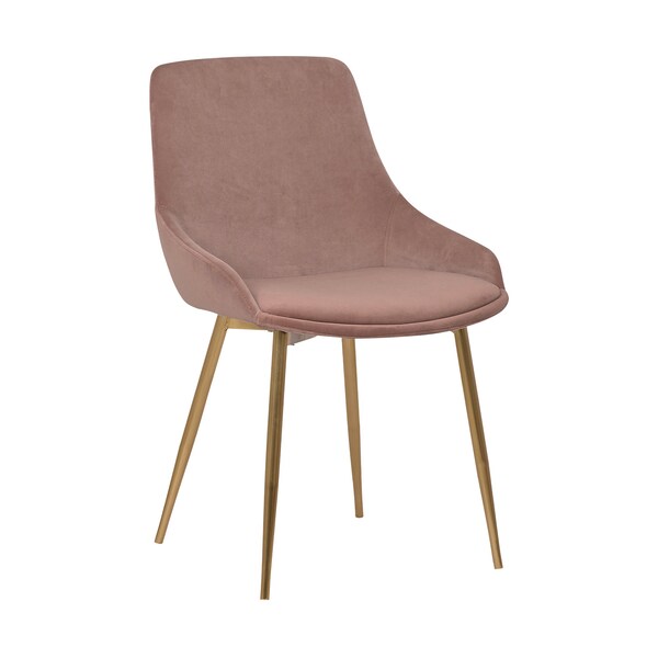 Armen Living Heidi Blush Velvet Dining Accent Chair with Gold Metal Legs - LCHESIGLDPNK