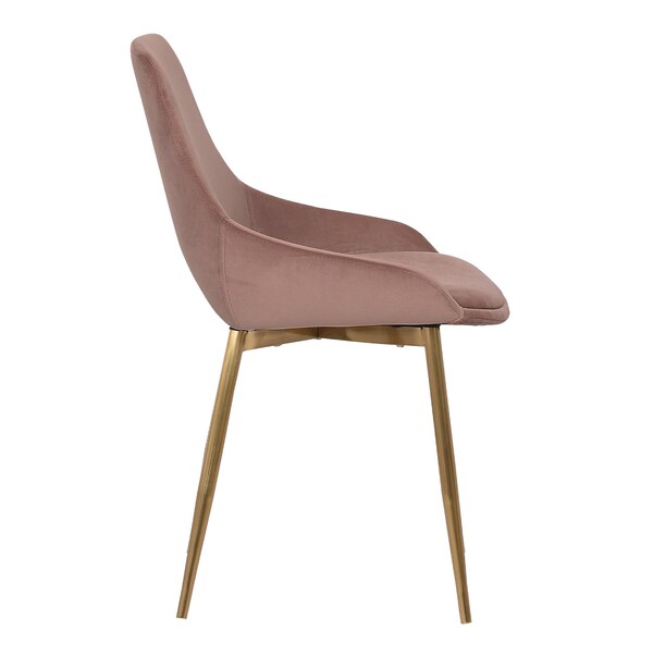 Armen Living Heidi Blush Velvet Dining Accent Chair with Gold Metal Legs - LCHESIGLDPNK
