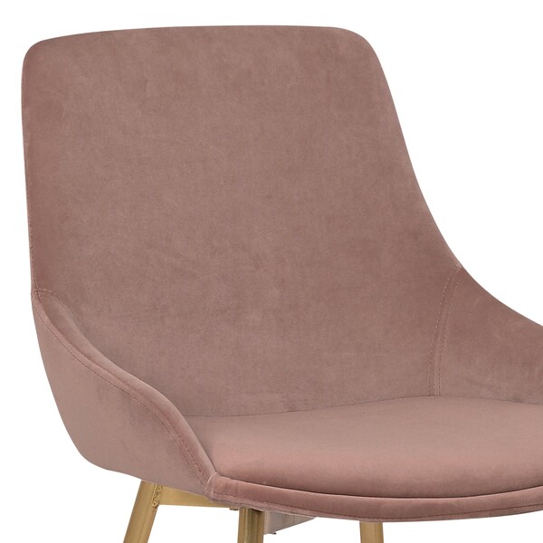 Armen Living Heidi Blush Velvet Dining Accent Chair with Gold Metal Legs - LCHESIGLDPNK