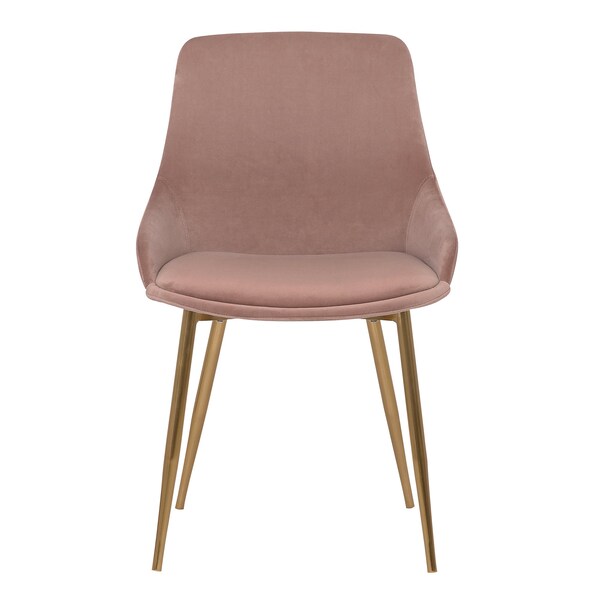 Armen Living Heidi Blush Velvet Dining Accent Chair with Gold Metal Legs - LCHESIGLDPNK