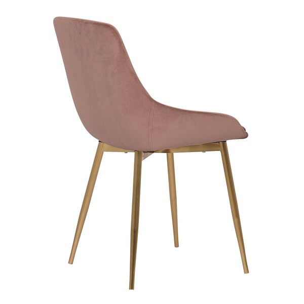 Armen Living Heidi Blush Velvet Dining Accent Chair with Gold Metal Legs - LCHESIGLDPNK