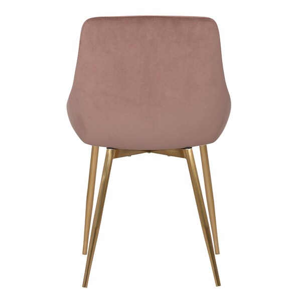 Armen Living Heidi Blush Velvet Dining Accent Chair with Gold Metal Legs - LCHESIGLDPNK