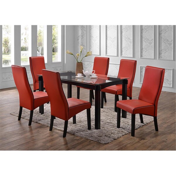 Kb KB PC57-R 40 x 23 x 18 in. Parson Chairs; Cappuccino & Red - Set of 2 - PC57-R