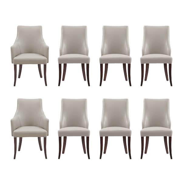 Manhattan Comfort 8-Piece Connie Dining Chair and Arm Chair in Light Grey - 8-DC095-LG