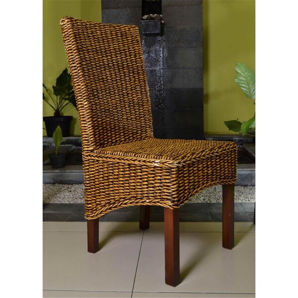 Fixturesfirst Gaby Woven Banana Dining Chair, Brown Mahogany - FI329262