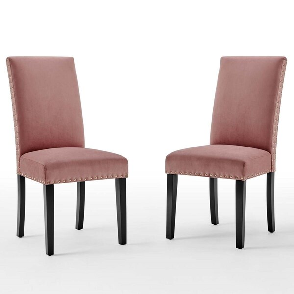 Modway Furniture Parcel Performance Velvet Dining Side Chairs, 2PK - Dusty Rose - EEI-3779-DUS
