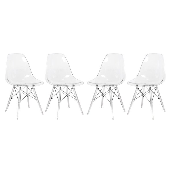 Kd Americana Dover Molded Side Chair with Acrylic Base - Clear, 4PK - KD3034428