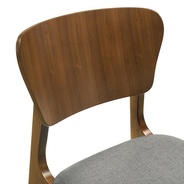 Armen Living Kalia Wood Dining Chair in Walnut Finish with Charcoal Fabric - Set of 2 - LCKACHWACH