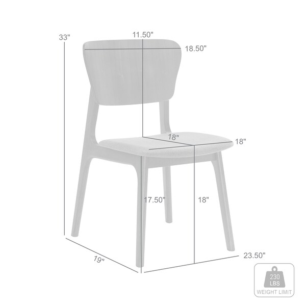 Armen Living Kalia Wood Dining Chair in Walnut Finish with Charcoal Fabric - Set of 2 - LCKACHWACH