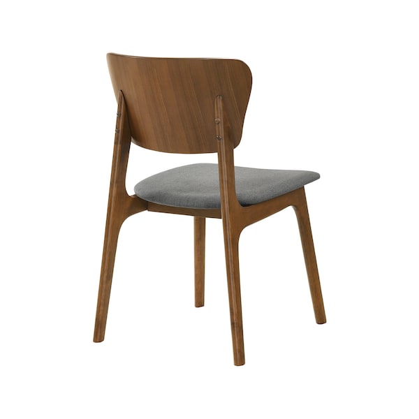 Armen Living Kalia Wood Dining Chair in Walnut Finish with Charcoal Fabric - Set of 2 - LCKACHWACH