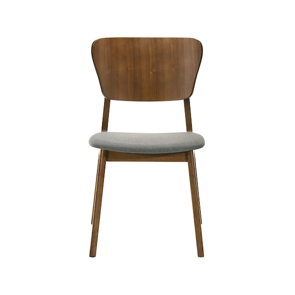 Armen Living Kalia Wood Dining Chair in Walnut Finish with Charcoal Fabric - Set of 2 - LCKACHWACH
