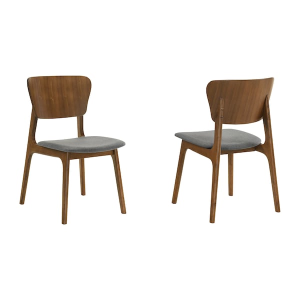 Armen Living Kalia Wood Dining Chair in Walnut Finish with Charcoal Fabric - Set of 2 - LCKACHWACH