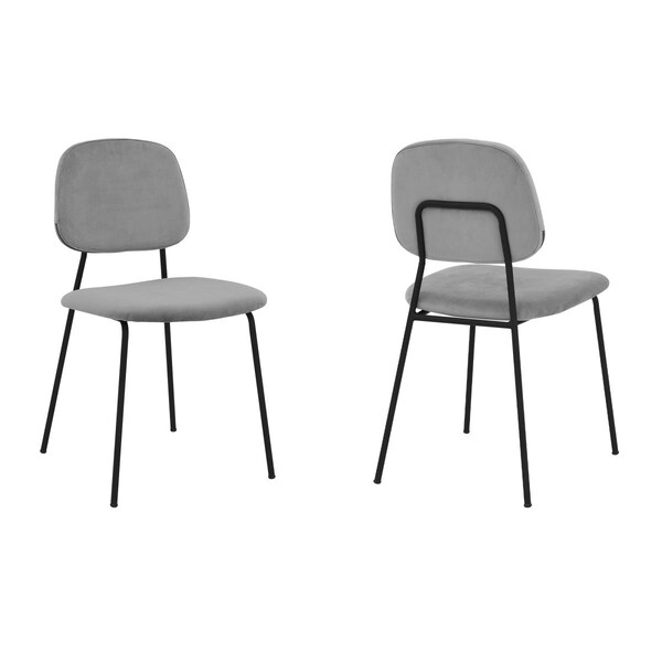Seatsolutions Lucy Dining Room Chairs, Grey Velvet & Metal, 2PK - SE3319146