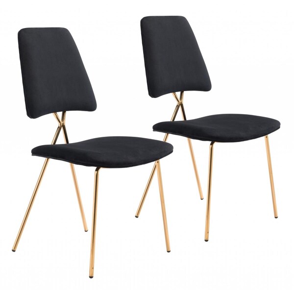 Gfancy Fixtures 35.8 x 19.7 x 21.9 in. Black & Gold Modern X Dining Chairs - GF3666020