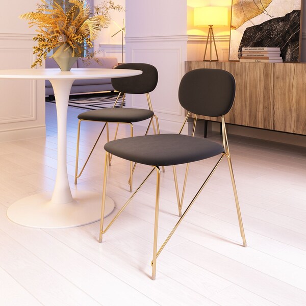 Zuo Modern Georges Dining Chair Set Of 2 Gray & Gold - 109661