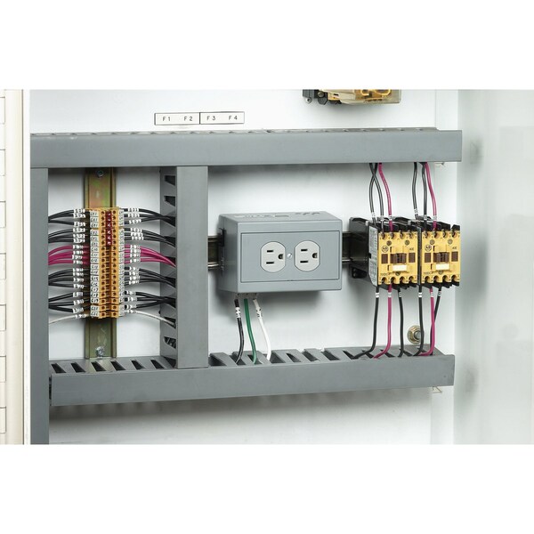 Hubbell Wiring Device-Kellems DIN Rail Utility Box- Duplex Receptacle - DRUB15H